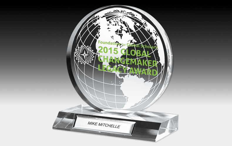 7504G-2S (Screen Print), 7504G-2L (Laser) - Globe Award - 5" Dia